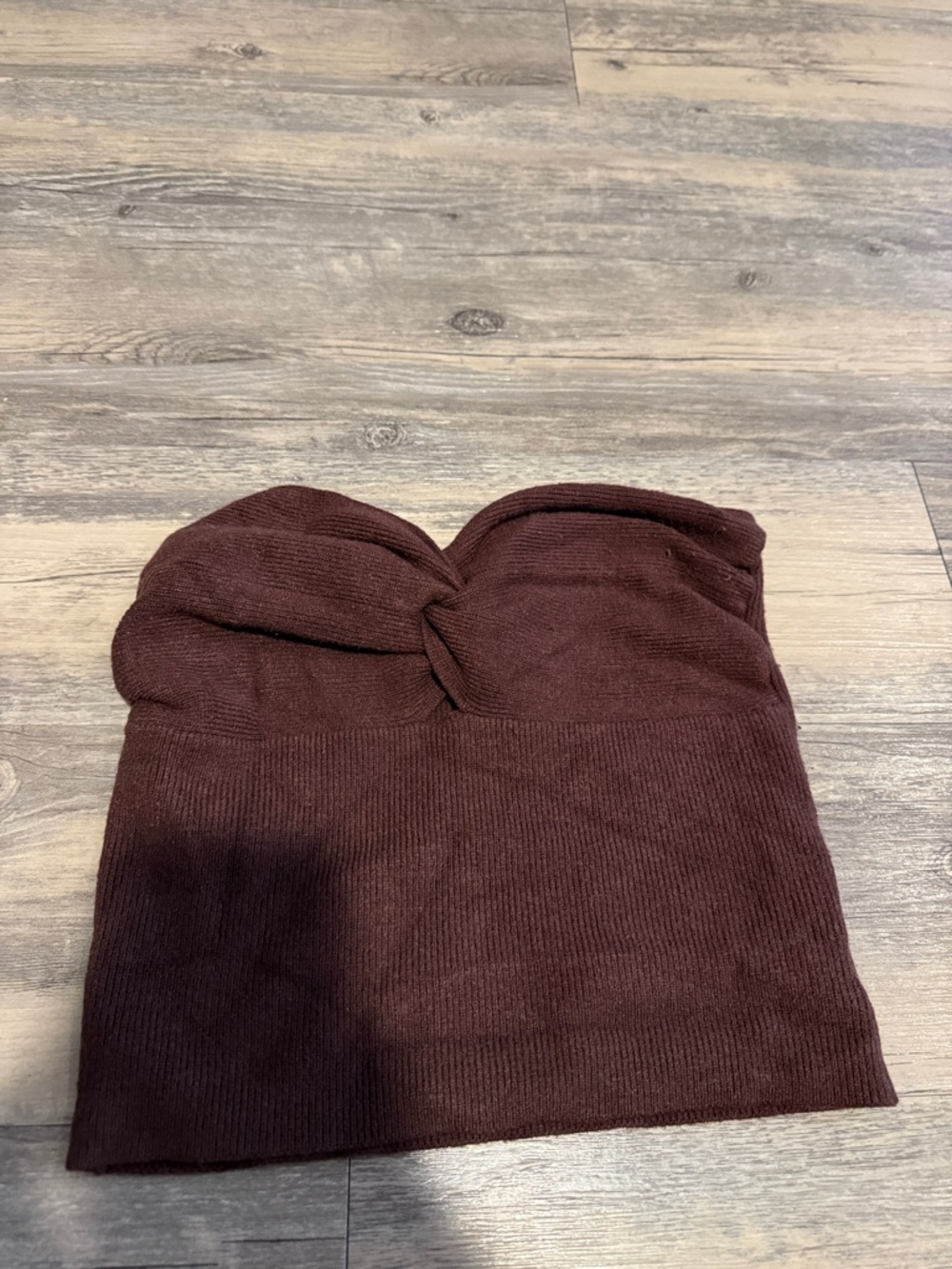 Amazon Women’s Strapless Knit Crop Top in Dark Brown
